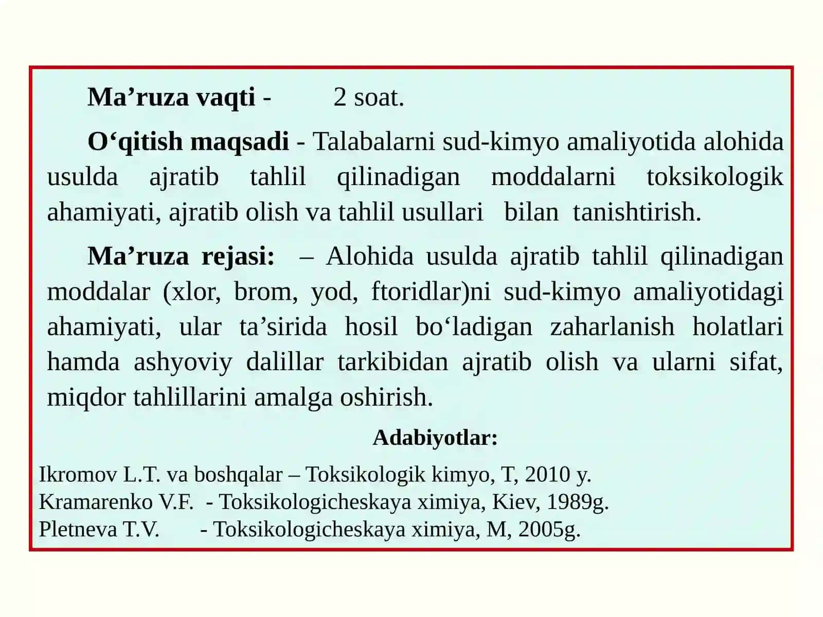 ALOHIDA USULDA AJRATIB TAHLIL QILINADIGAN MODDALAR 2