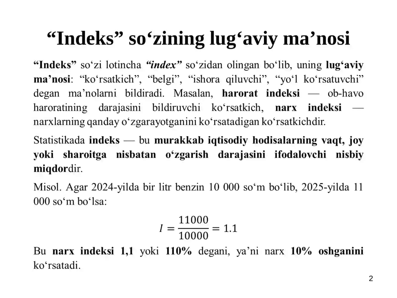 IQTISODIY INDEKSLAR 2