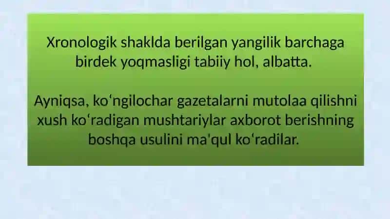 Yangiliklar tuzilmasi: klimatik shakl 2