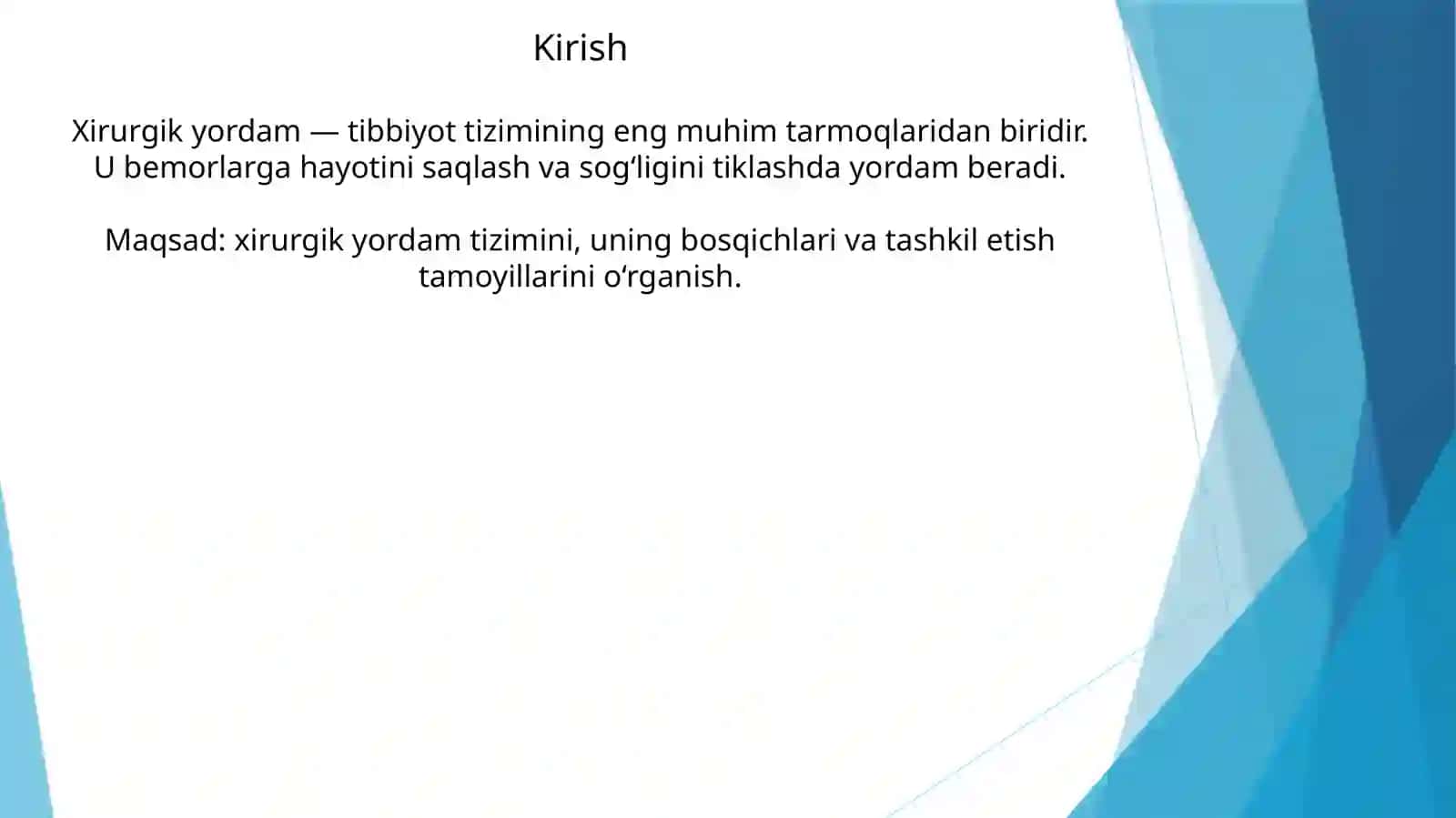 Xirurgik yordam tuzilmasi va unitashkiletish 2