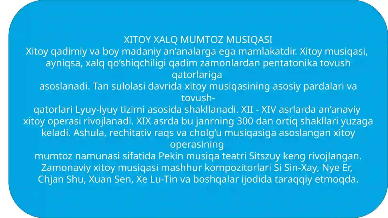 XITOY XALQ MUMTOZ MUSIQASI 2