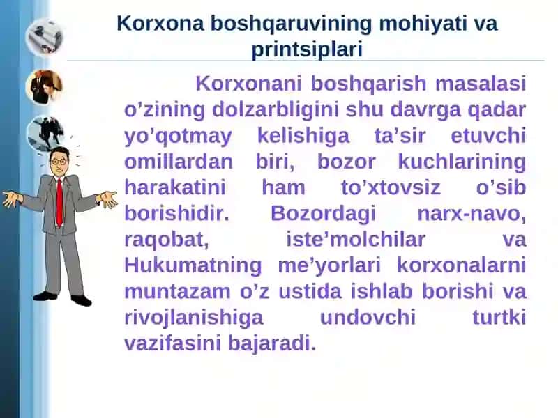 Korxona faoliyatini boshqarish asoslari 2