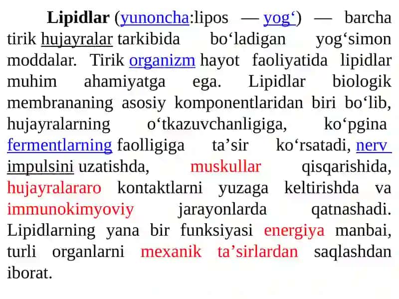 LIPIDLAR. VITAMINLAR 2
