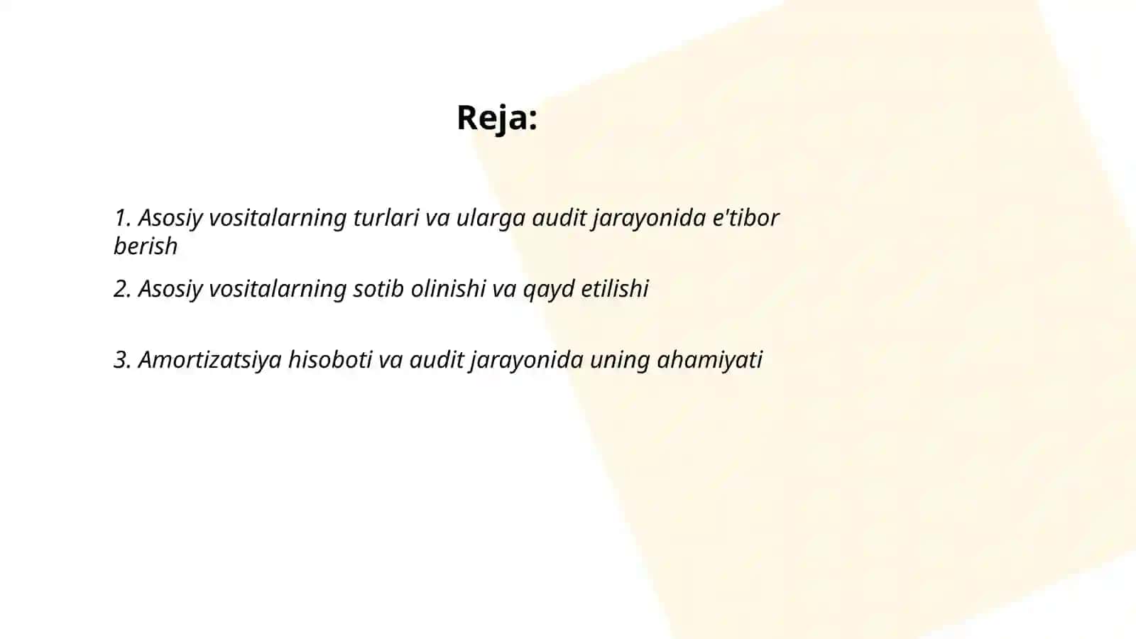 Asosiy vositalar auditi 2