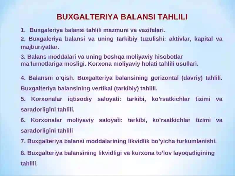 Buxgaleriya balansi tahlili 2