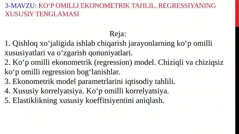 EKONOMETRIKA ASOSLARI 2