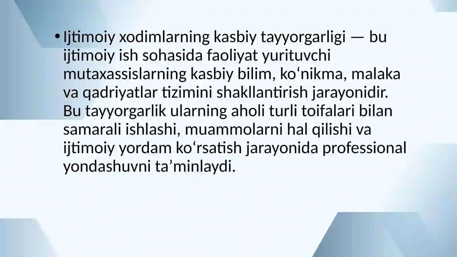 Ijtimoiy xodimlarning kasbiy tayyorgarligi 2