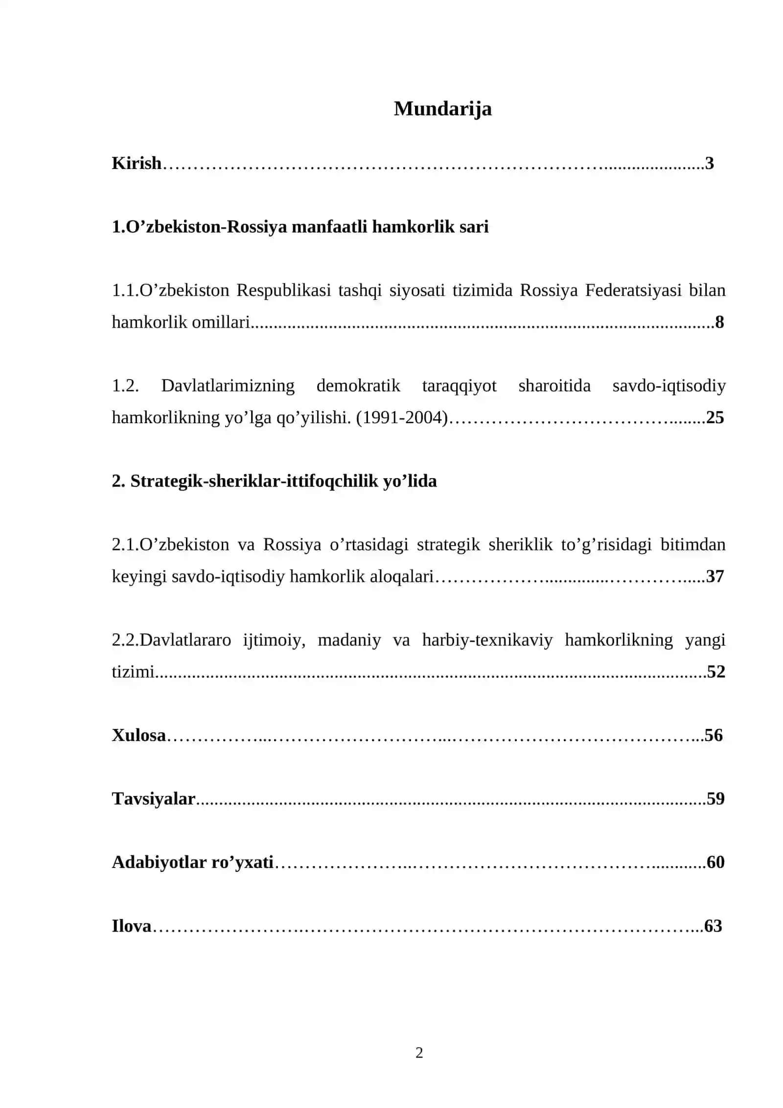 Mustaqillik yillarida O’zbekiston-Rossiya munosabatlari 2