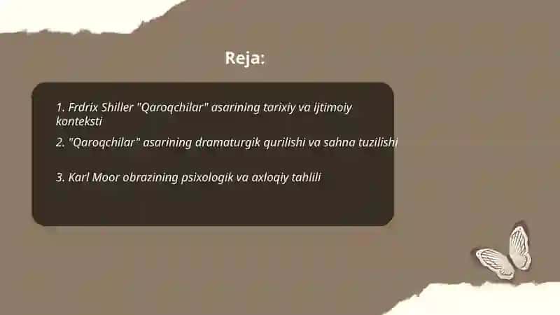 Frdrix Shiller Qaroqchilar asari tahlili 2