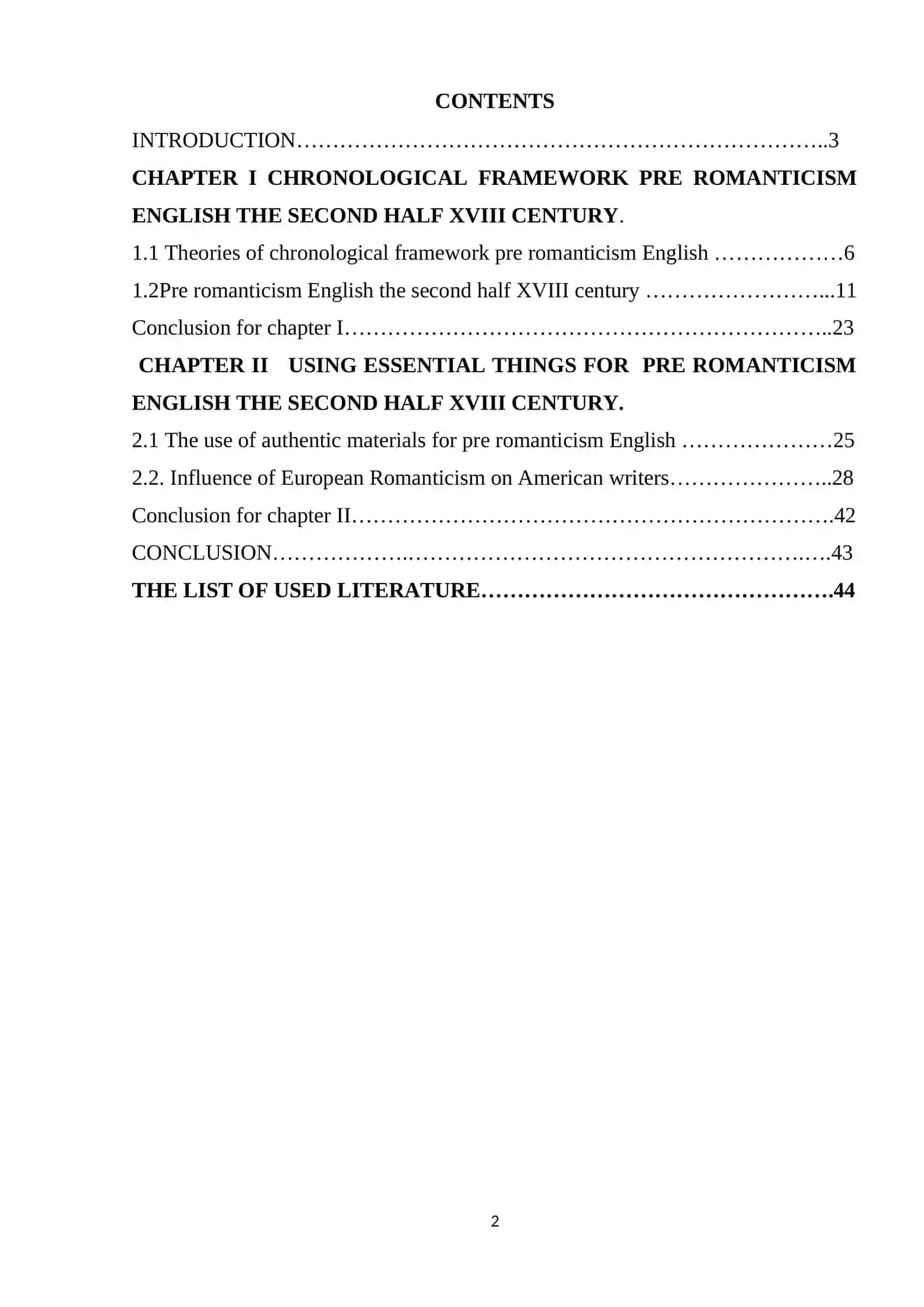 Chronological framework pre romanticism English the secont half XVIII century 2