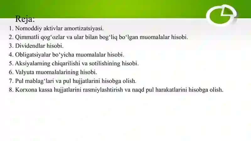 Nomoddiy aktivlar amortizatsiyasi 2