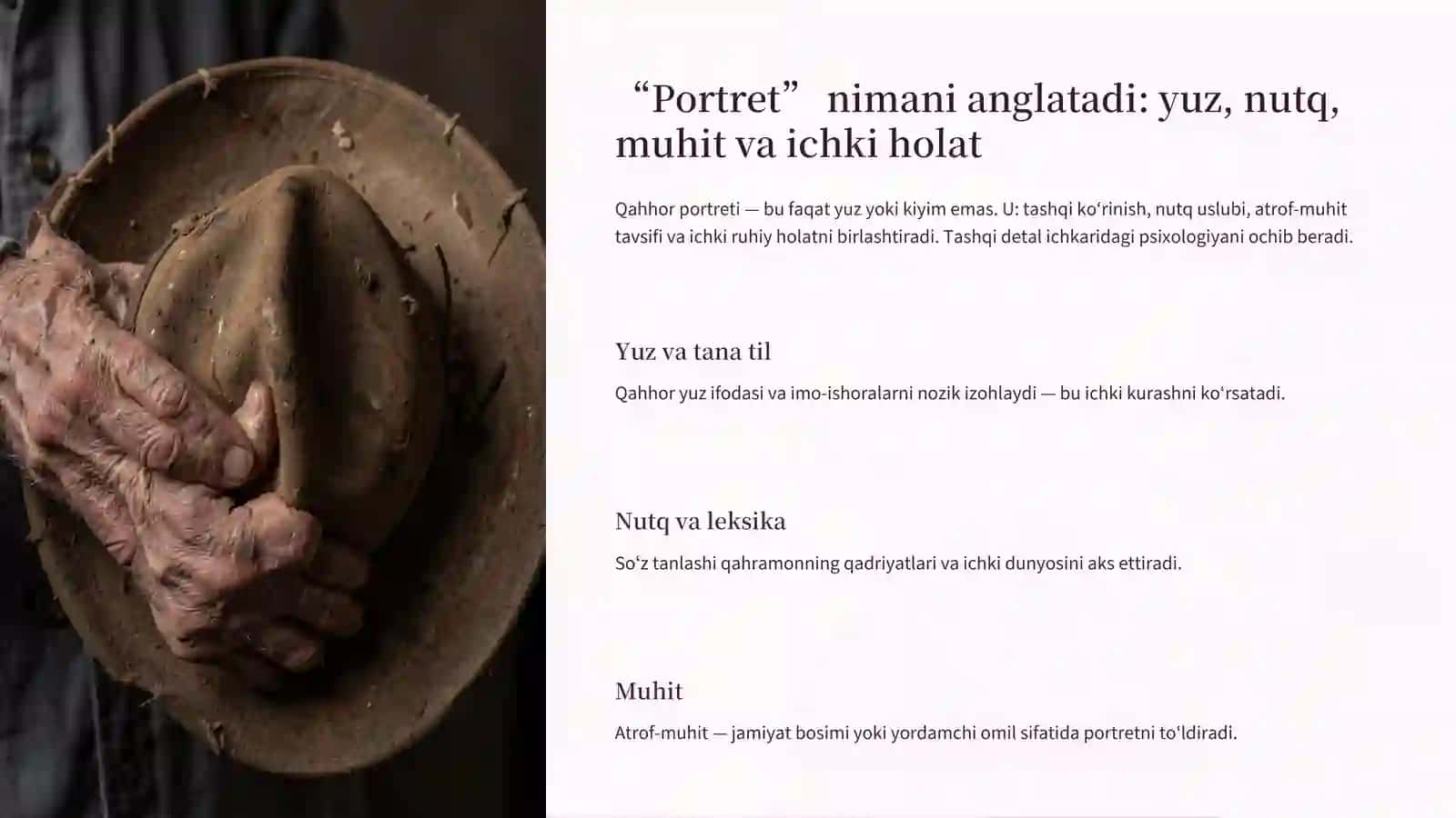 Abdulla Qahhor hikoyalarida qahramon portreti va xarakter mutonosibligi 2