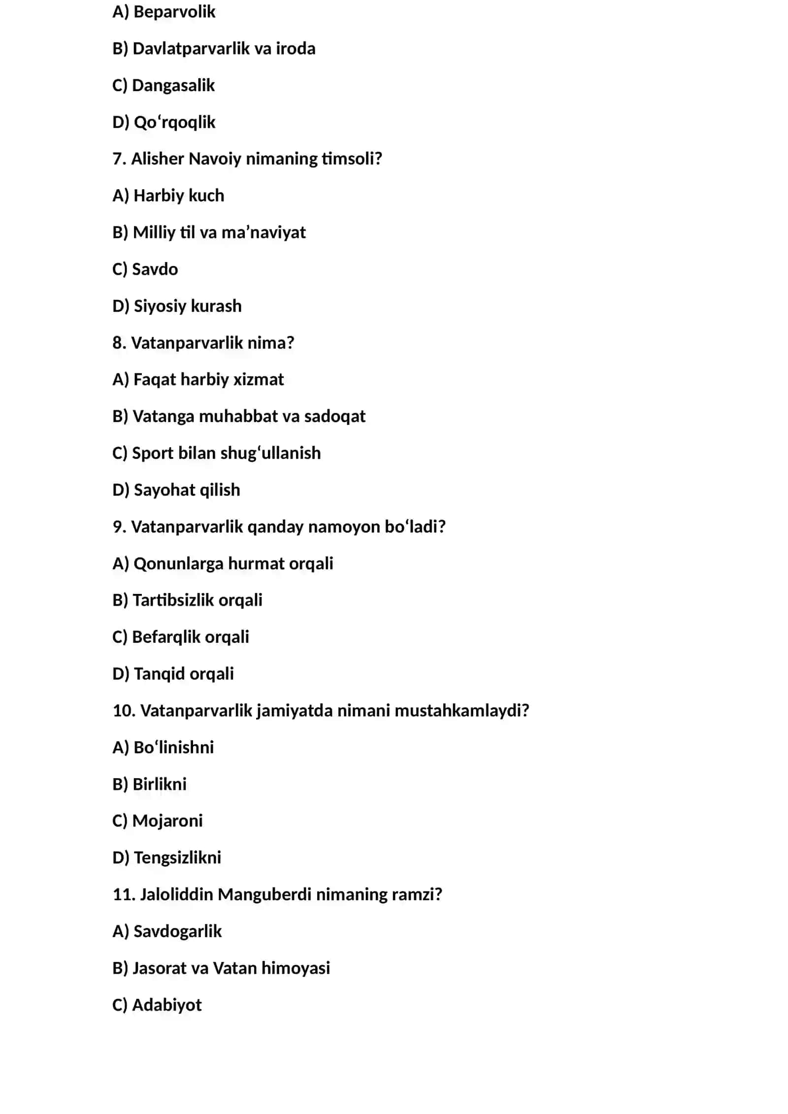 "MA’NAVIYATSHUNOSLIK" fanidan tuzgan testi 2