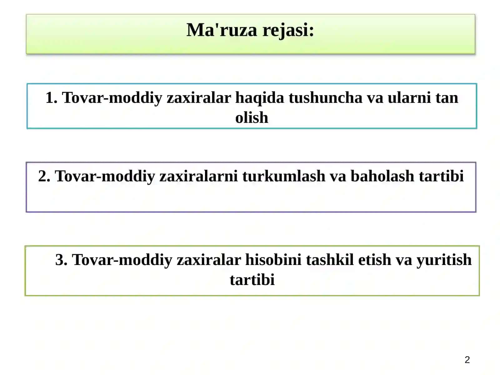 TOVAR-MODDIY ZAXIRALAR HISOBI 2