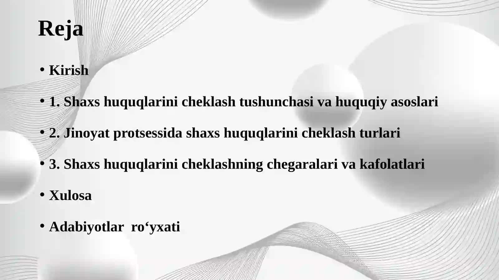 Shaxs huquqlarini cheklash asoslari va chegaralar 2