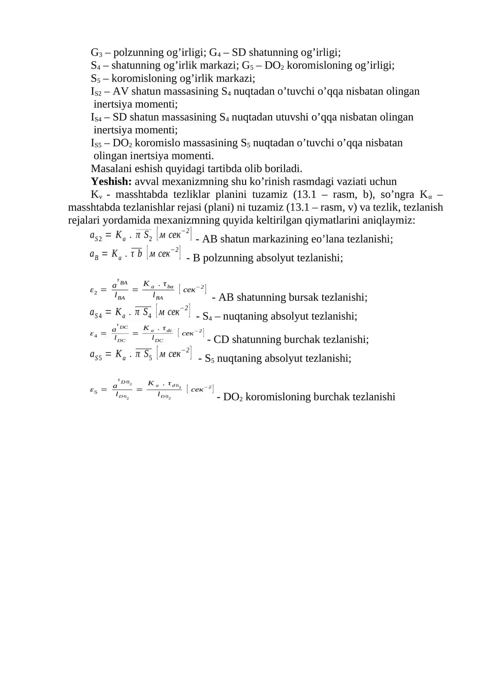 MEXANIZMLAR DINAMIKASI, KINETOSTATIKA 2