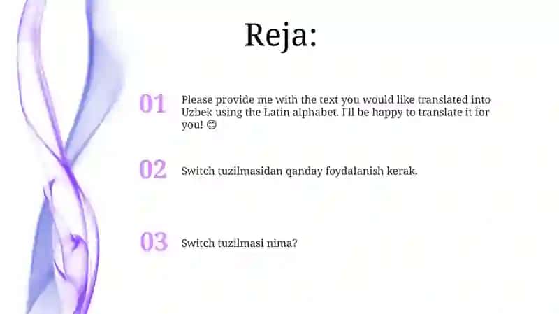 Switch strukturasi bilan ishlash 2