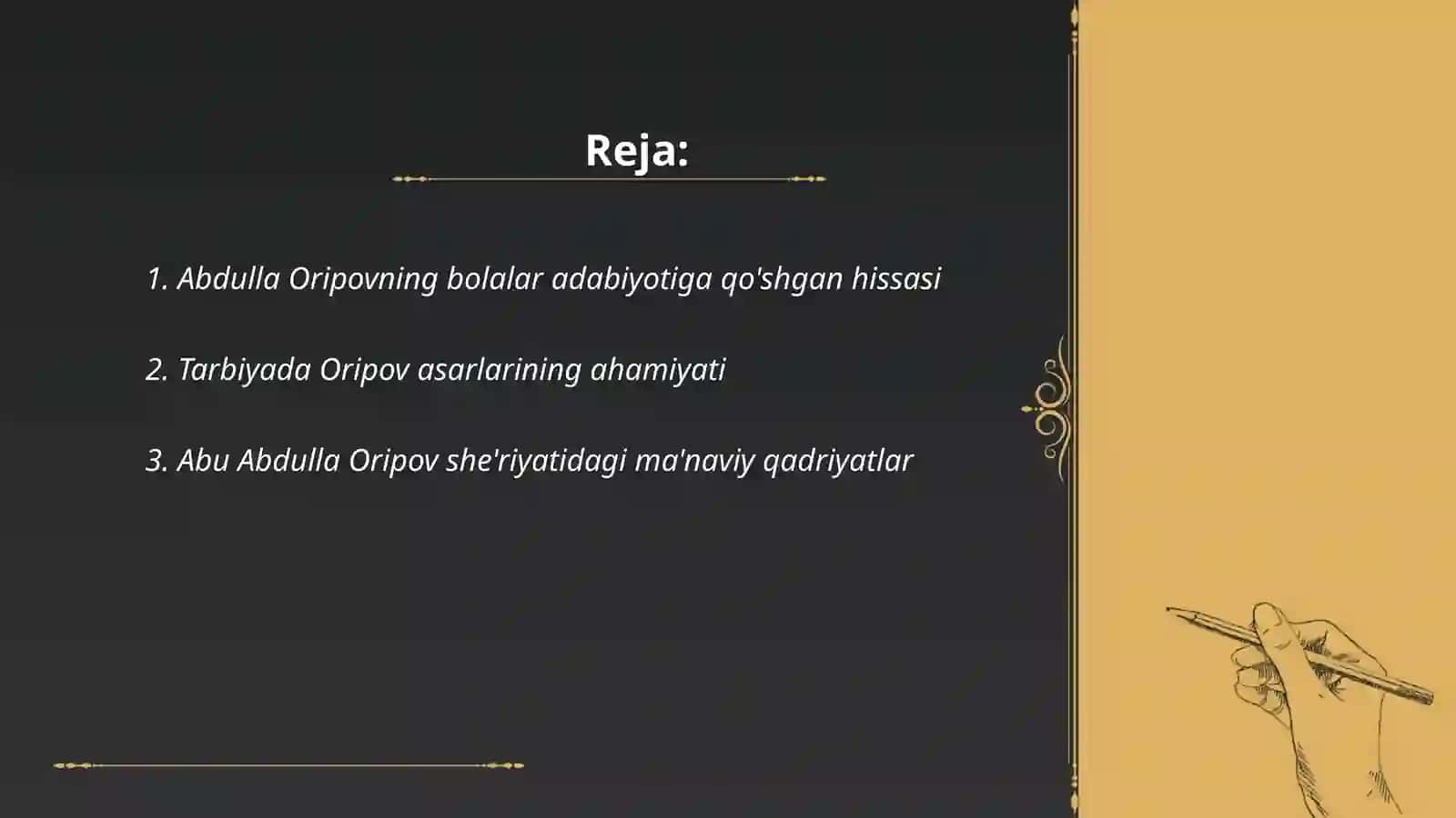 Abdulla Oripovning asarlarining tarbiyadagi o'rni 2