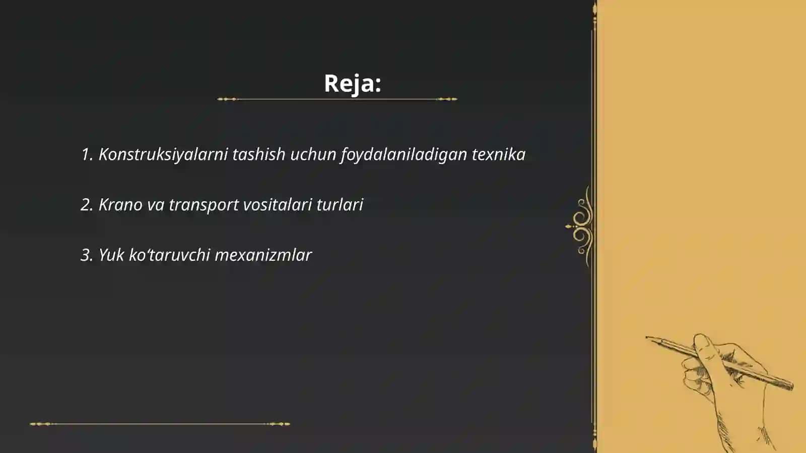 Konstruksiyalarni tashish usuli vavositalari 2