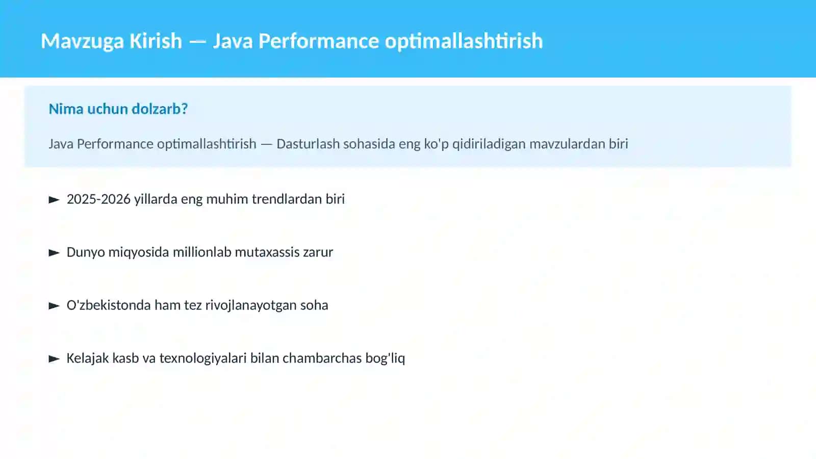Java Performance optimallashtirish 2