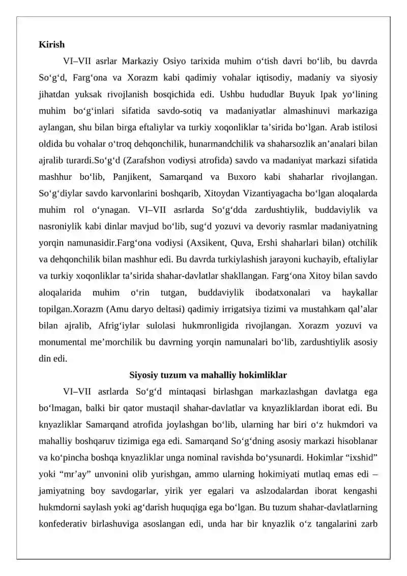 VI–VII asrlarda So‘g‘d, Farg‘ona va Xorazm 2