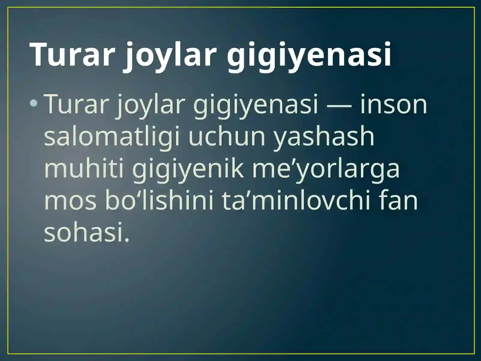 Turar joylar gigiyenasi 2