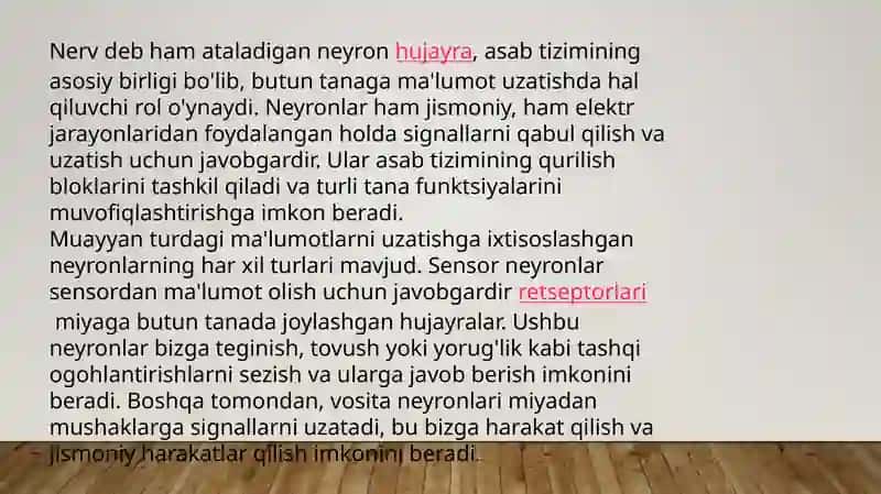 Neyron. Uning tuzilishi va vazifalari 2