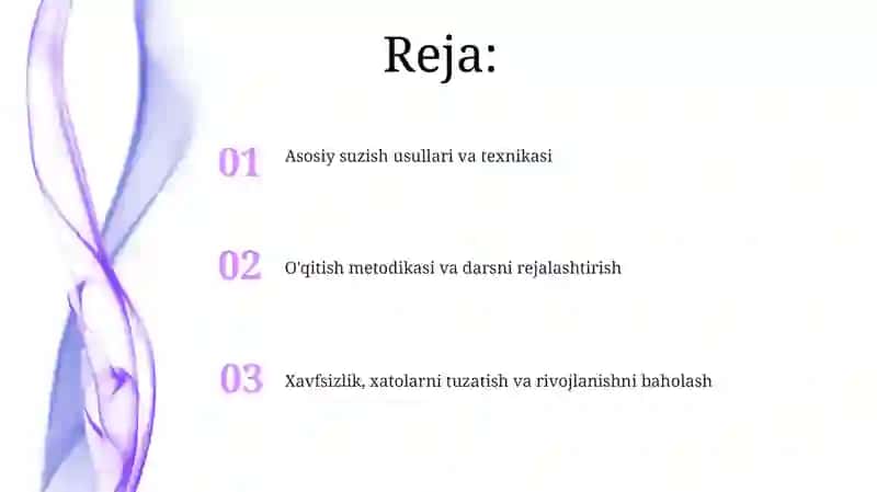 Suzish usullari texnikasini o'rgatish 2