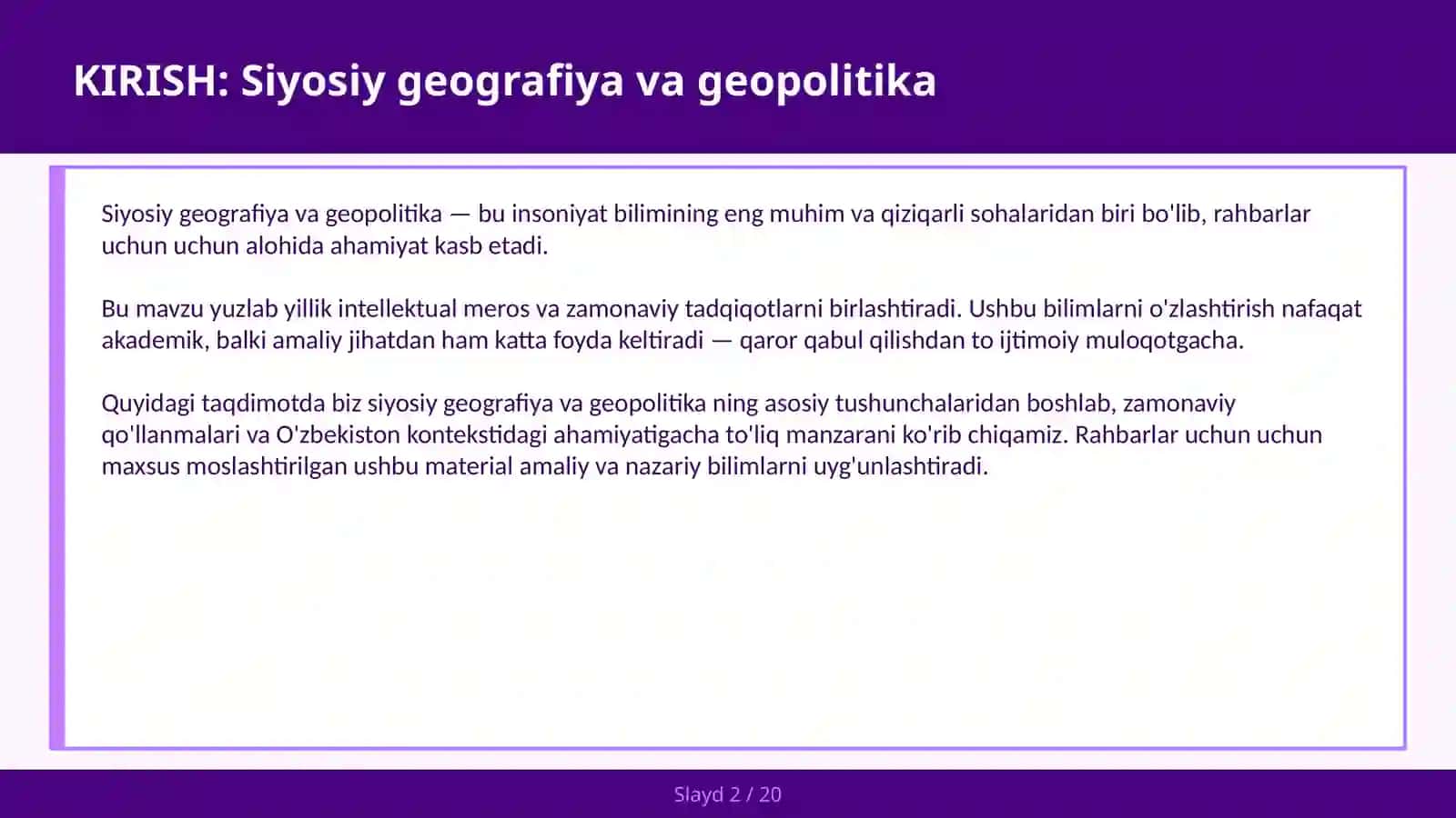 Siyosiy Geografiya va Geopolitika 2