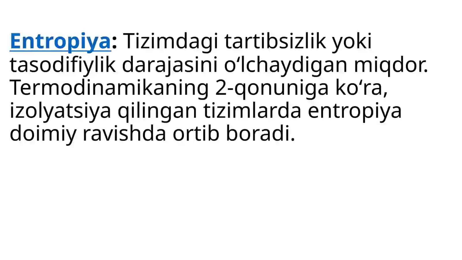 Termodinamika ikkinchi qonuni glossariy 2