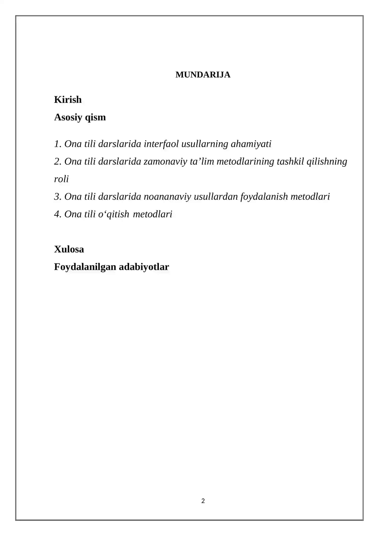 ONA TILI DARSLARIDA NOAN’ANAVIY USULLARDAN FOYDALANISH 2