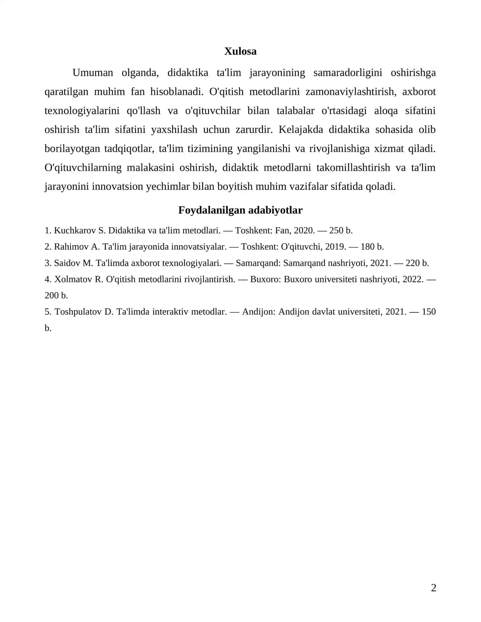 Didaktikaning predmeti va vazifalari 2