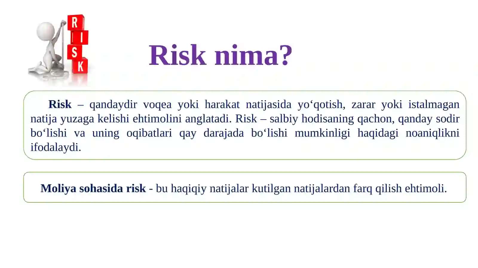 Risk va kutilayotgan daromadning mohiyati va hisoblanishi 2