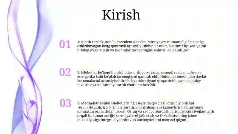 Iqtisodiy Islohotlari 2