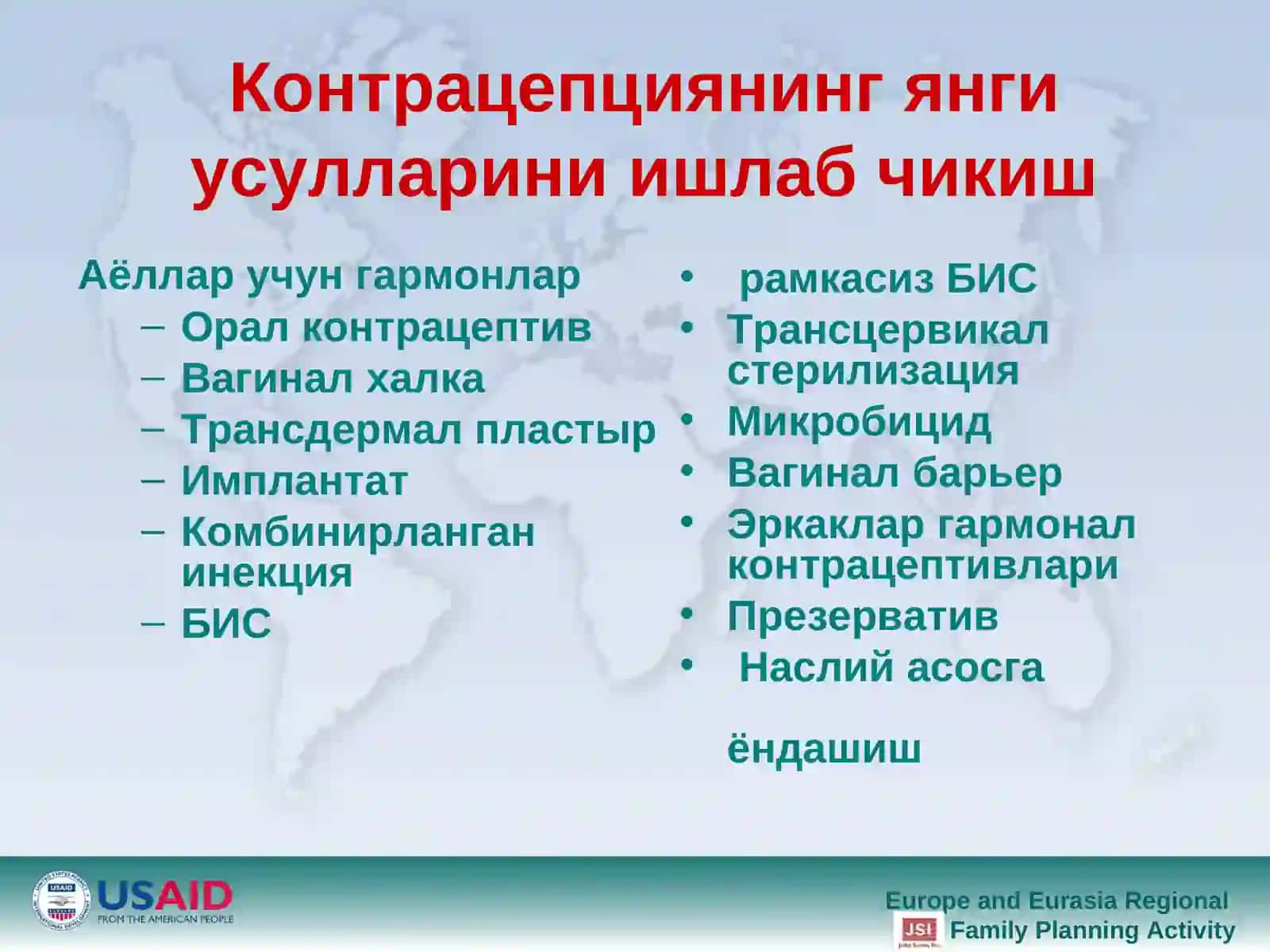Замонавий контрацептив усуллар. 2