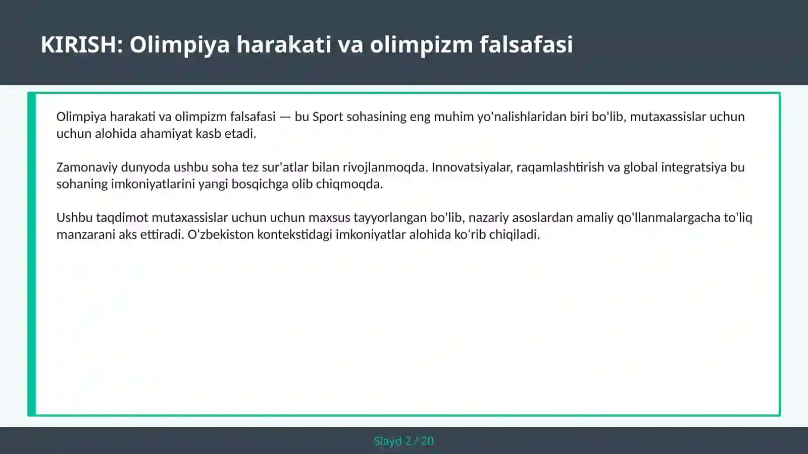 Olimpiya Harakati va Olimpizm Falsafasi 2