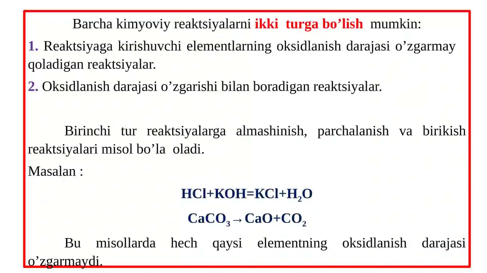 Oksidlanish-qaytarilish reaksiyalarining roli 2