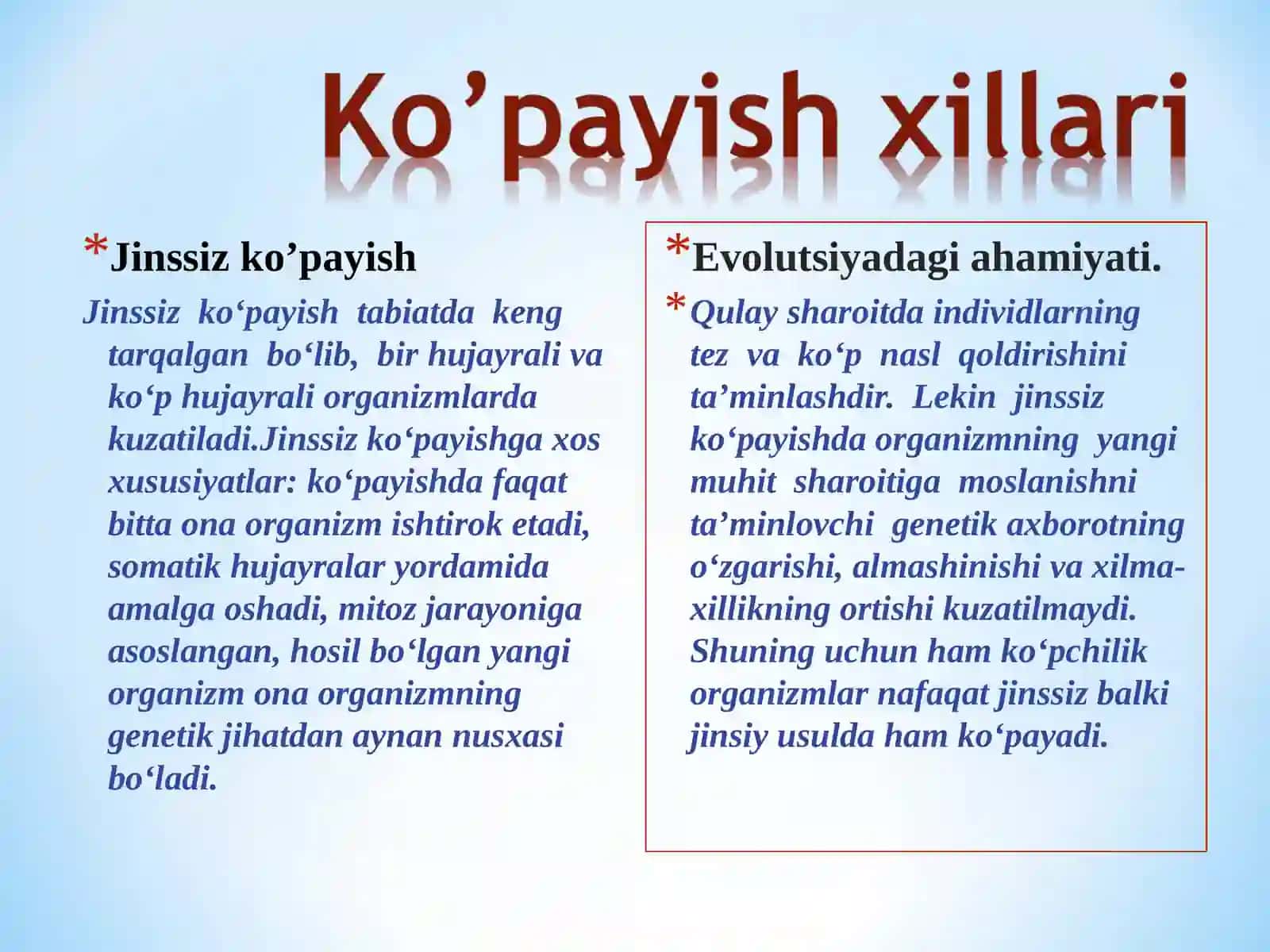 Jinssiz ko’payish 2