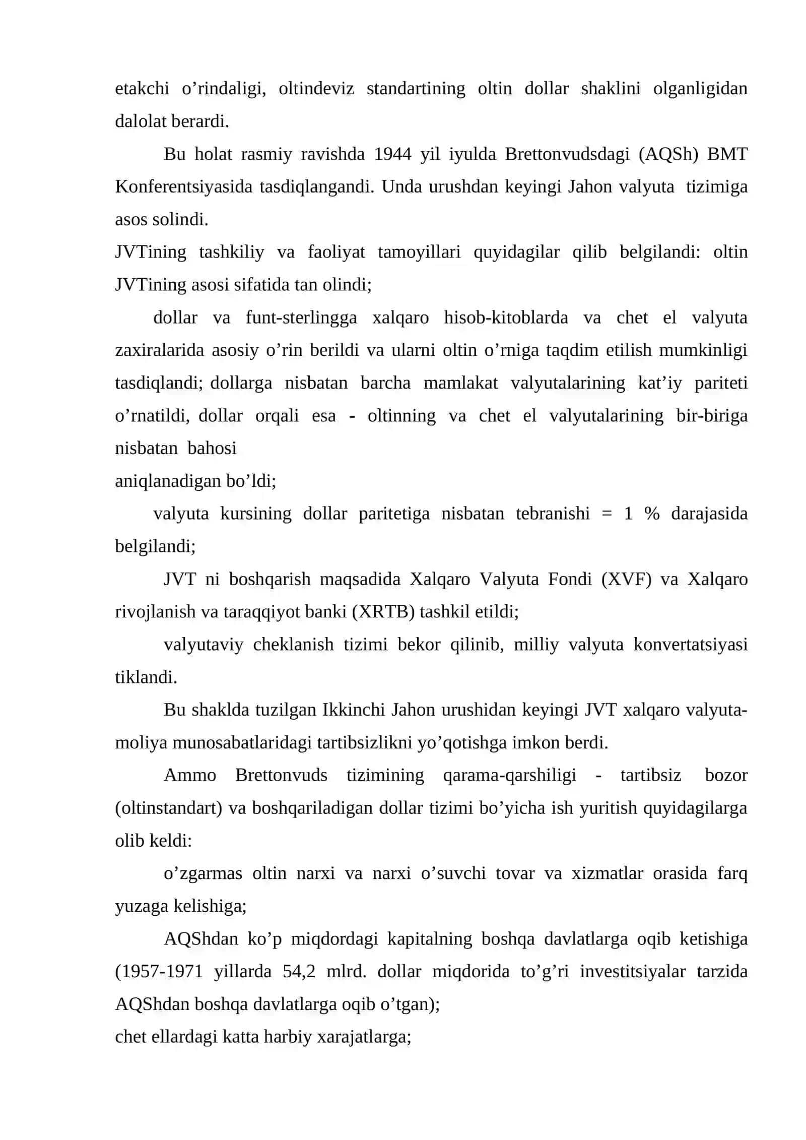 Jahon valyuta tizimi (JVT) va uning evolyutsiyasi 2