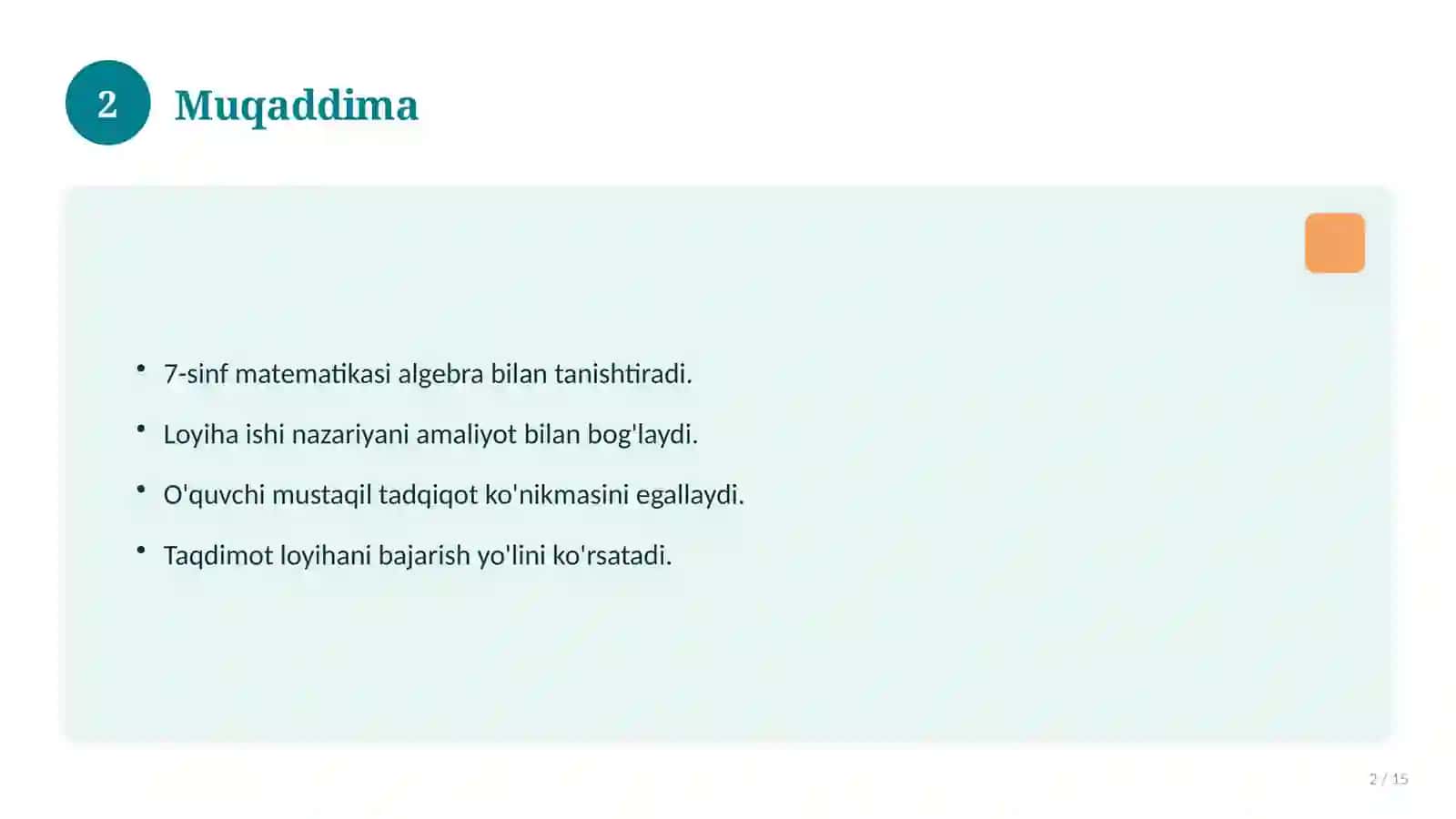 7-sinf matematika fanidan loyiha ishi 2