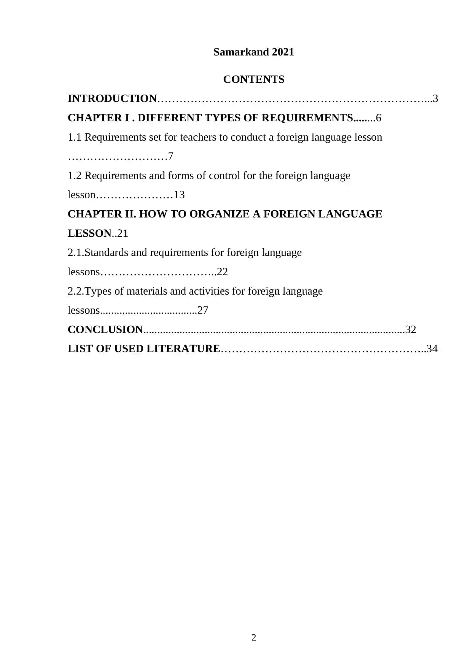 Course Paper on Requirements for a Foreign Language Lesson 2