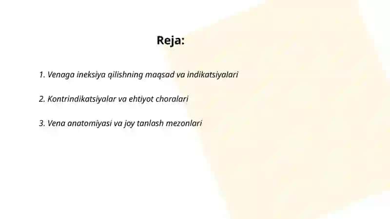 Venaga ineksiya qilish 2