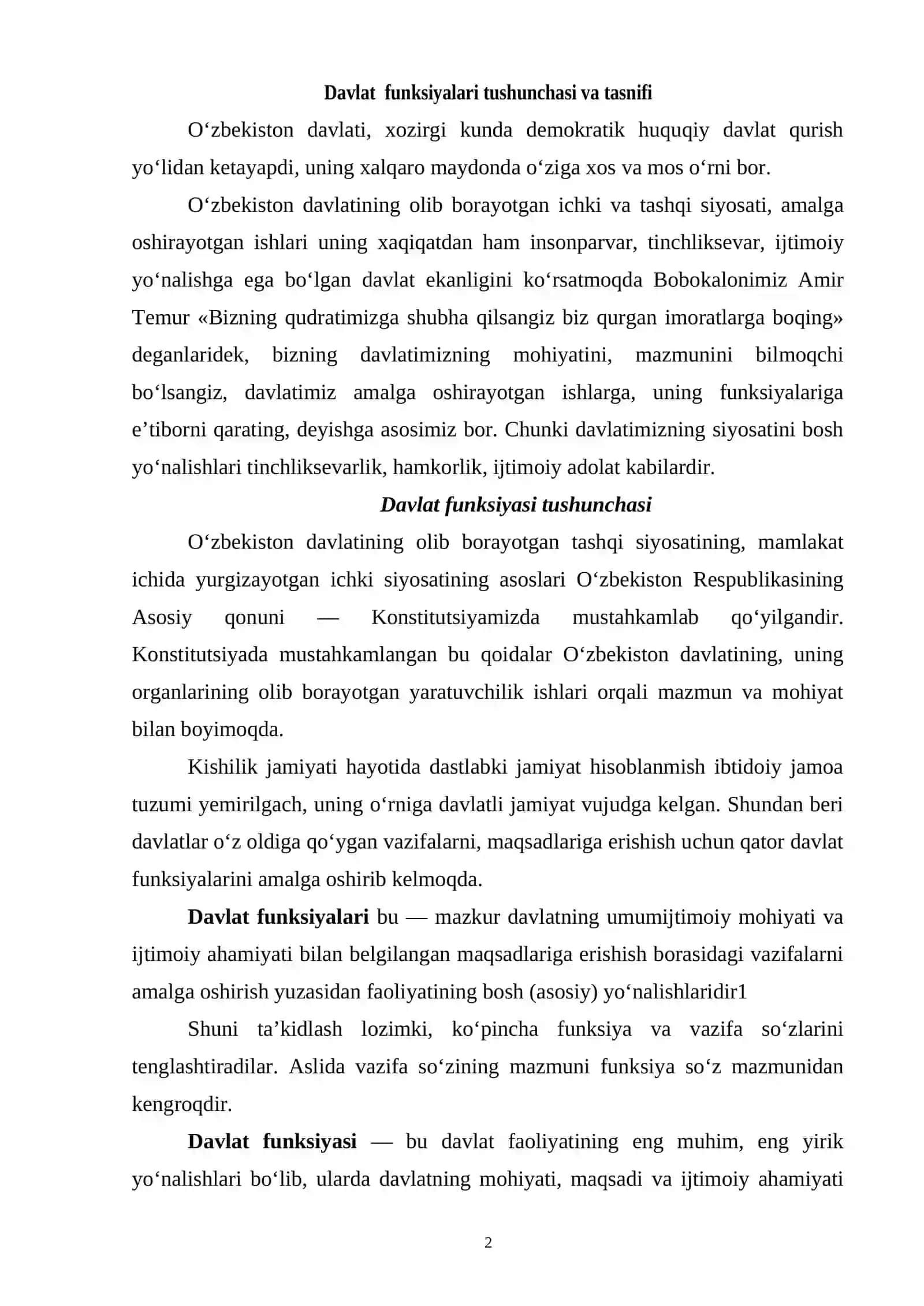 Davlat funksiyalari tushunchasi va tasnifi 2