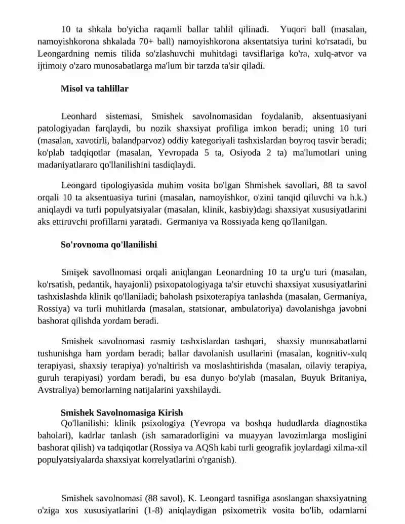 Smisek savolnomasi (K.Leongard bòyicha) 2