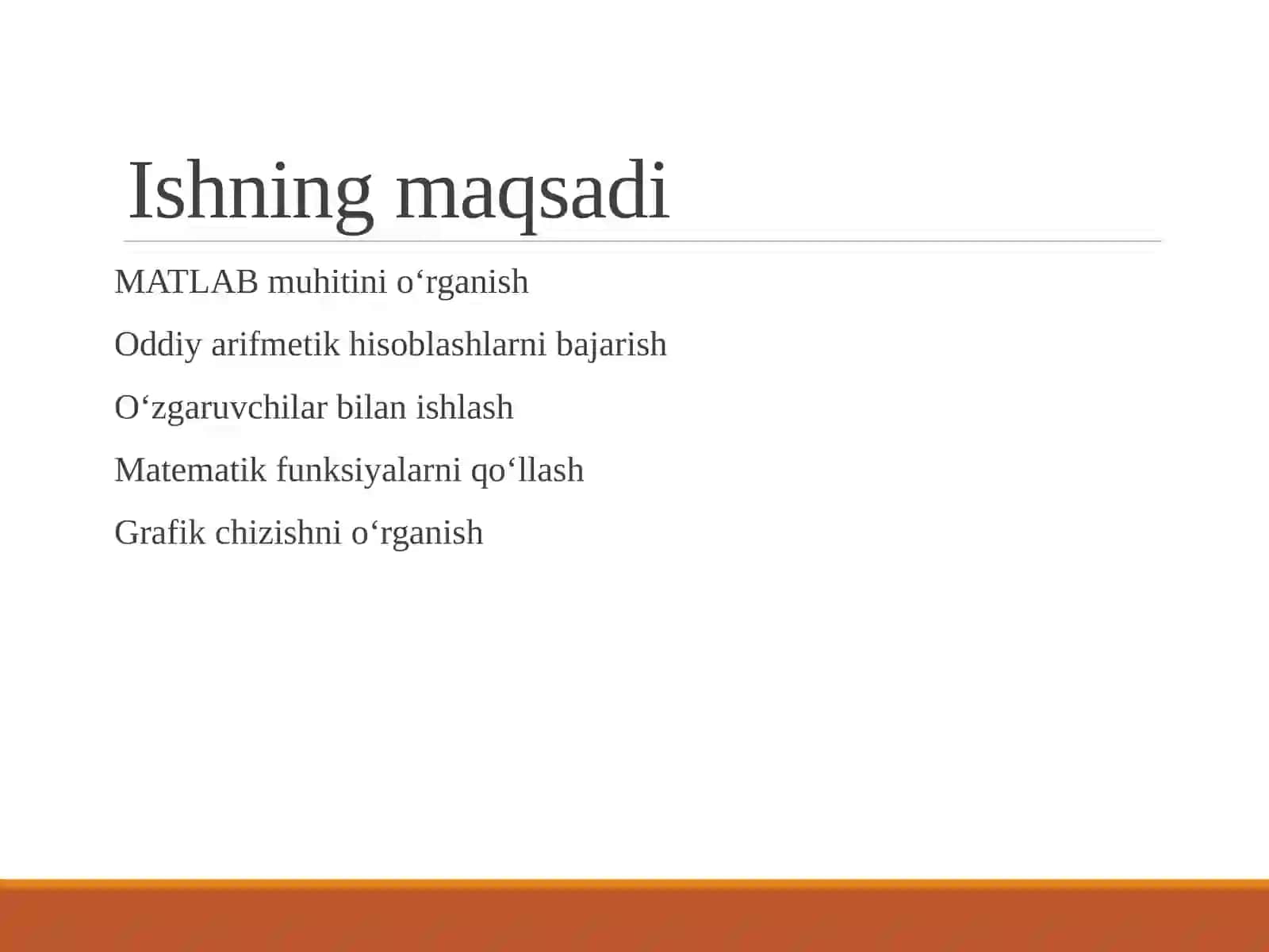 MATLAB muhitida oddiy hisoblashlar 2