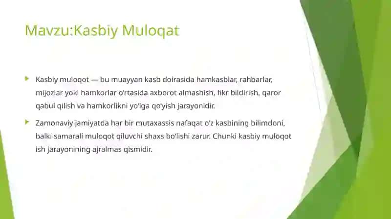 Kasbiy Muloqat 2