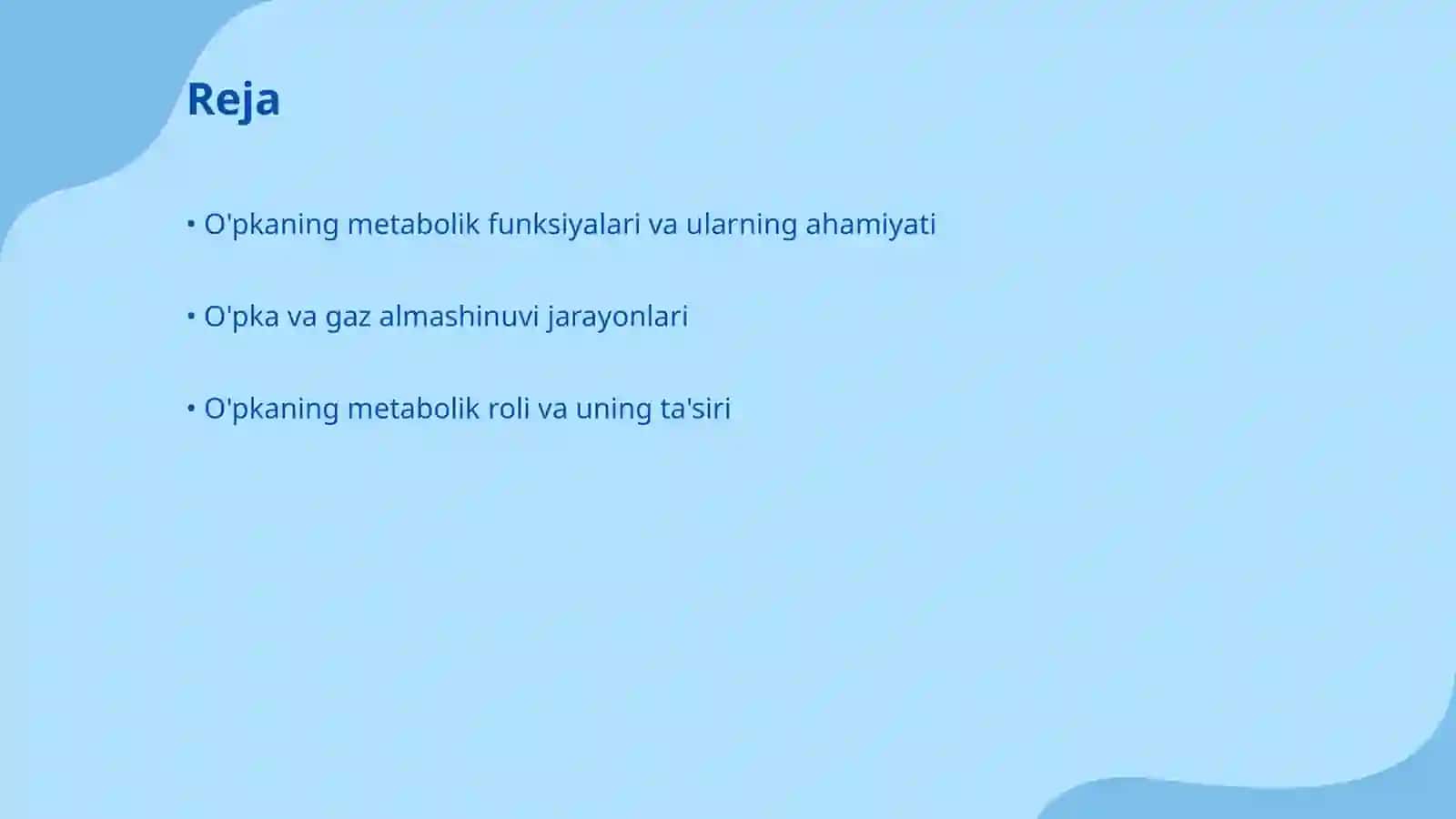 O'pkaning metabolik funksiyalari va ularning buzilishlari 2