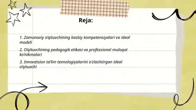 Zamonaviy o‘qituvchining kasbiy kompetensiyalari va ideal modeli 2