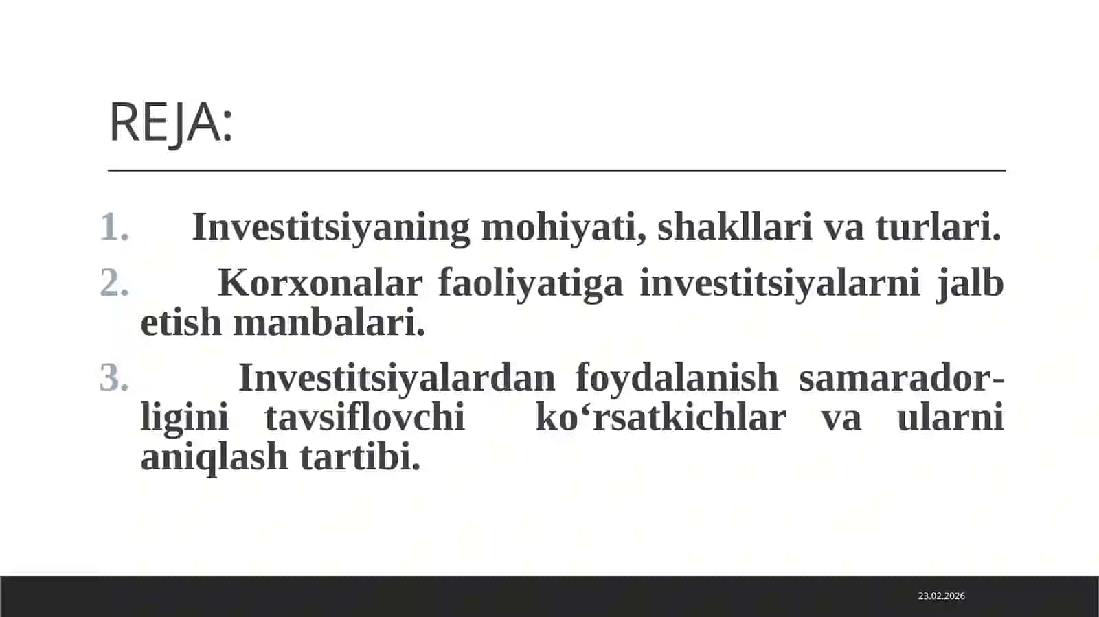 KORXONALARDA INVESTITSION FAOLIYATNI BOSHQARISH 2