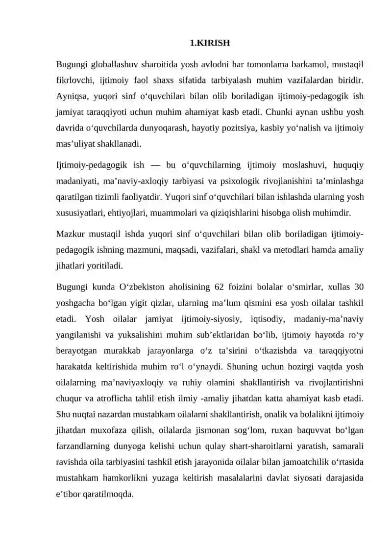 Yuqori sinflar uchun ijtimoiy-pedagogik ish 2